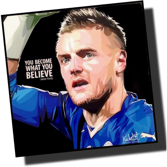 Famous Popart Gallery Jamie Vardy ㇾStar City FC Overseas Soccer Graphic Art Panel Wooden Poster Interior