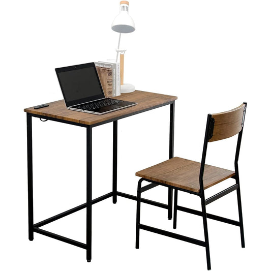 Hagiwara Desk Set with Chair Desk Chair Set [Set Purchase] Includes Outlet Width 80 Study Desk Telework Brown LDC-4696BR