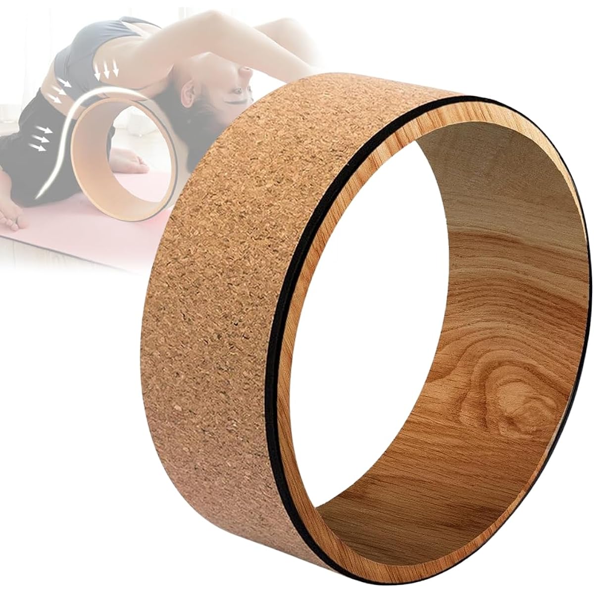iimono117 Yoga Wheel Cork Diameter 33cm x Width 13cm Yoga Ring Pose Aid Stretch Training Exercise Pilates Stretching Ring