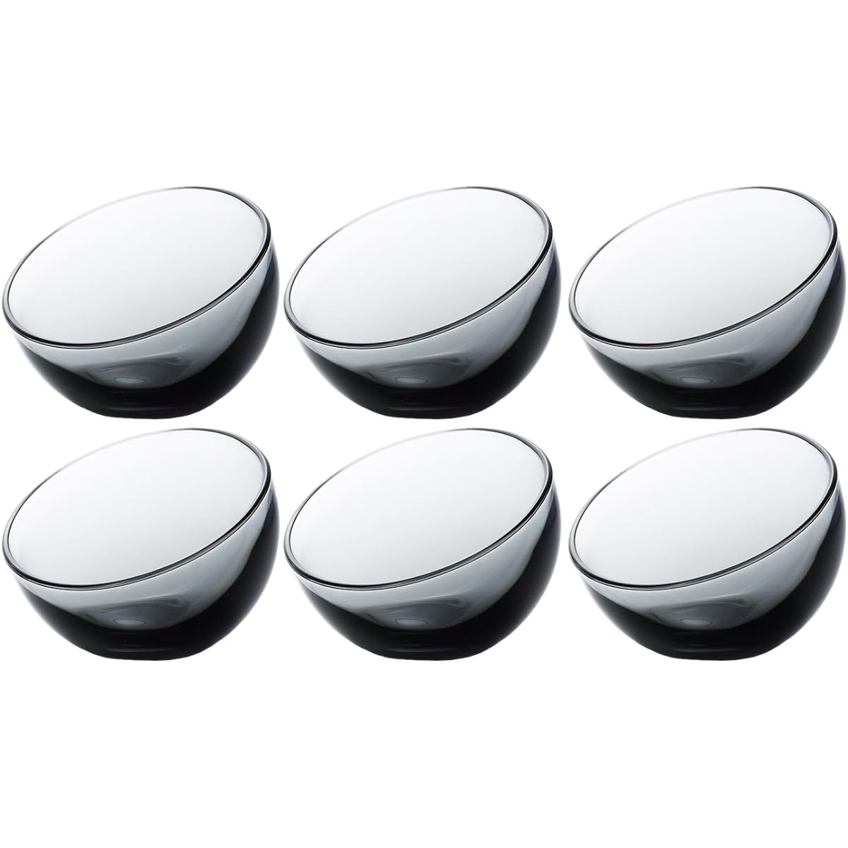 ADERIA La Rochelle Glass Bowl Smoked 6 Piece Salad Tableware Bowl Soup Plate Stylish Glass Dessert Sweets Cereal Deep Plate Small Bowl Medium Bowl Living Alone Cooking Pasta Living for Two Somen Noodles Transparent Kitchen Present Gift Wedding Celebratio