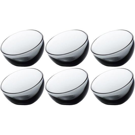 ADERIA La Rochelle Glass Bowl Smoked 6 Piece Salad Tableware Bowl Soup Plate Stylish Glass Dessert Sweets Cereal Deep Plate Small Bowl Medium Bowl Living Alone Cooking Pasta Living for Two Somen Noodles Transparent Kitchen Present Gift Wedding Celebratio