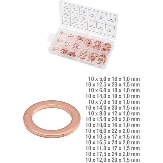 KS TOOLS Copper washers assortment Ø 5-17.5mm 150 pcs 970.0040