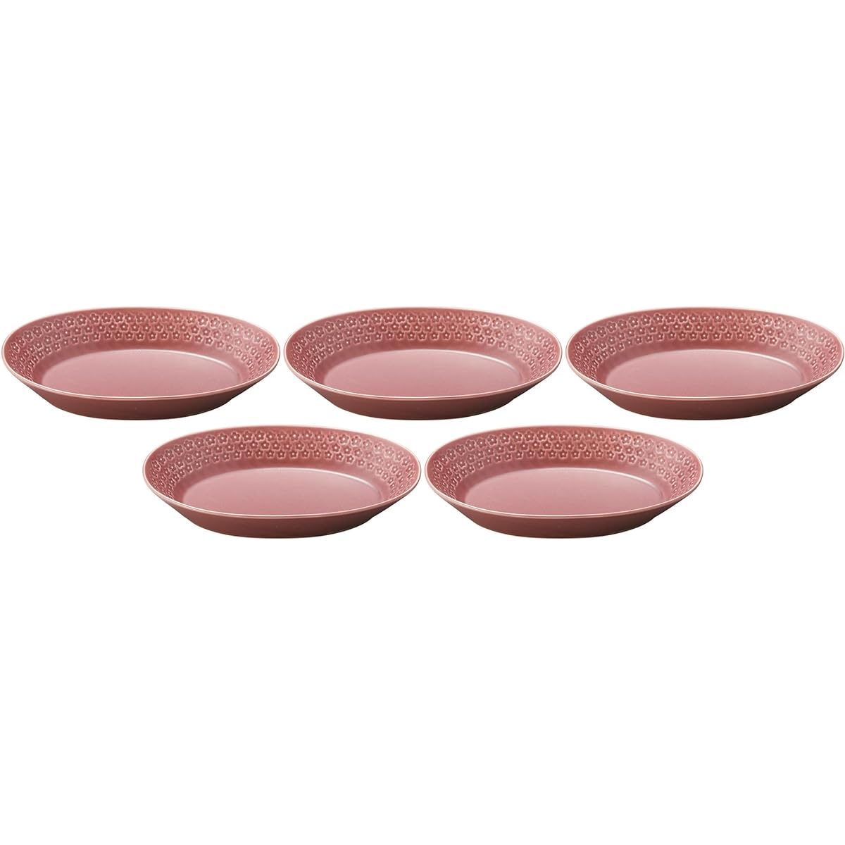 Set of 5 Flower stamps (pink) Oval pot [26.5×17×4.7cm] | Large pot