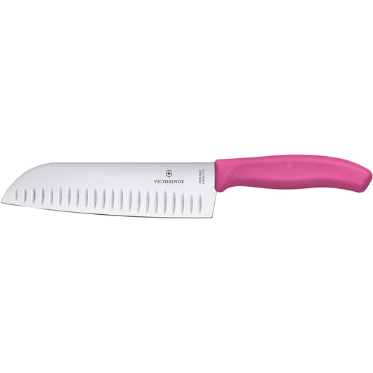 VICTORINOX Santoku Knife Grooved 17cm Pink Swiss Classic All Purpose Knife 6.8526.17L5-X1