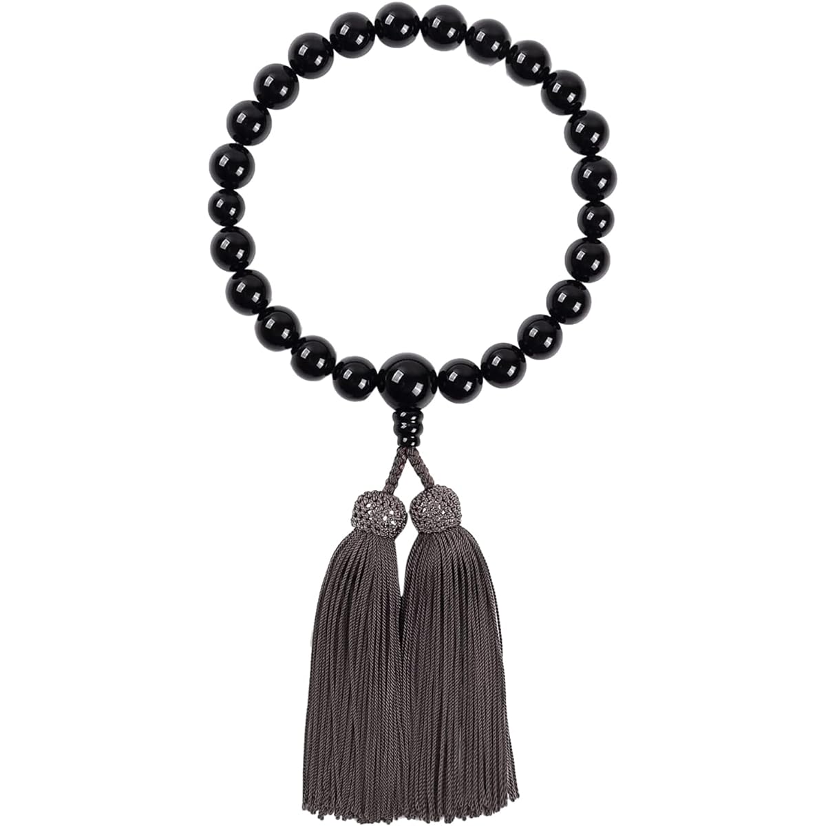 Kiho Kobo Men's Prayer Beads, Kyoto Prayer Beads, Black Onyx, 12mm Beads, Can Be Used by All Sects, One-handed Informal/Black, Black/Pure Silk Tassel, Presentation Box, Certificate Included