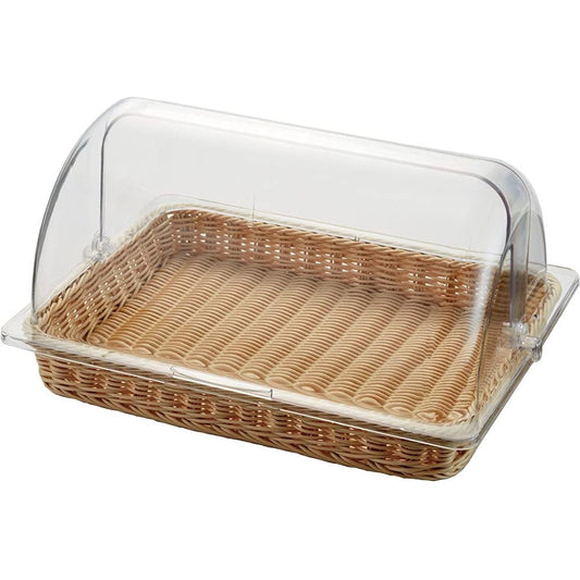 Todai Basket Storage Display PP Rattan BB-401C-IV Bakery Basket 40 Type Ivory with Polycarbonate Cover 41.6 x 32 x 20cm