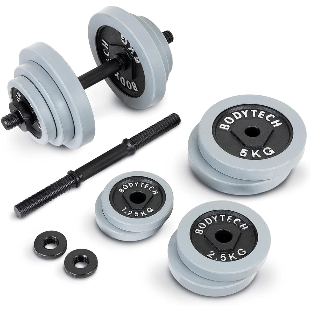Body Tech Steel Dumbbell Variable 40kg Set (20kg x 2) Variable Dumbbell Rubber