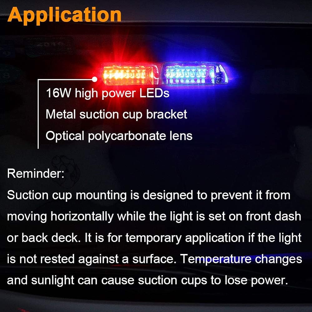 AT-HAIHAN Blu Red LED Emergency Strobodash Light 18 types of flash pattern police car Police POV
