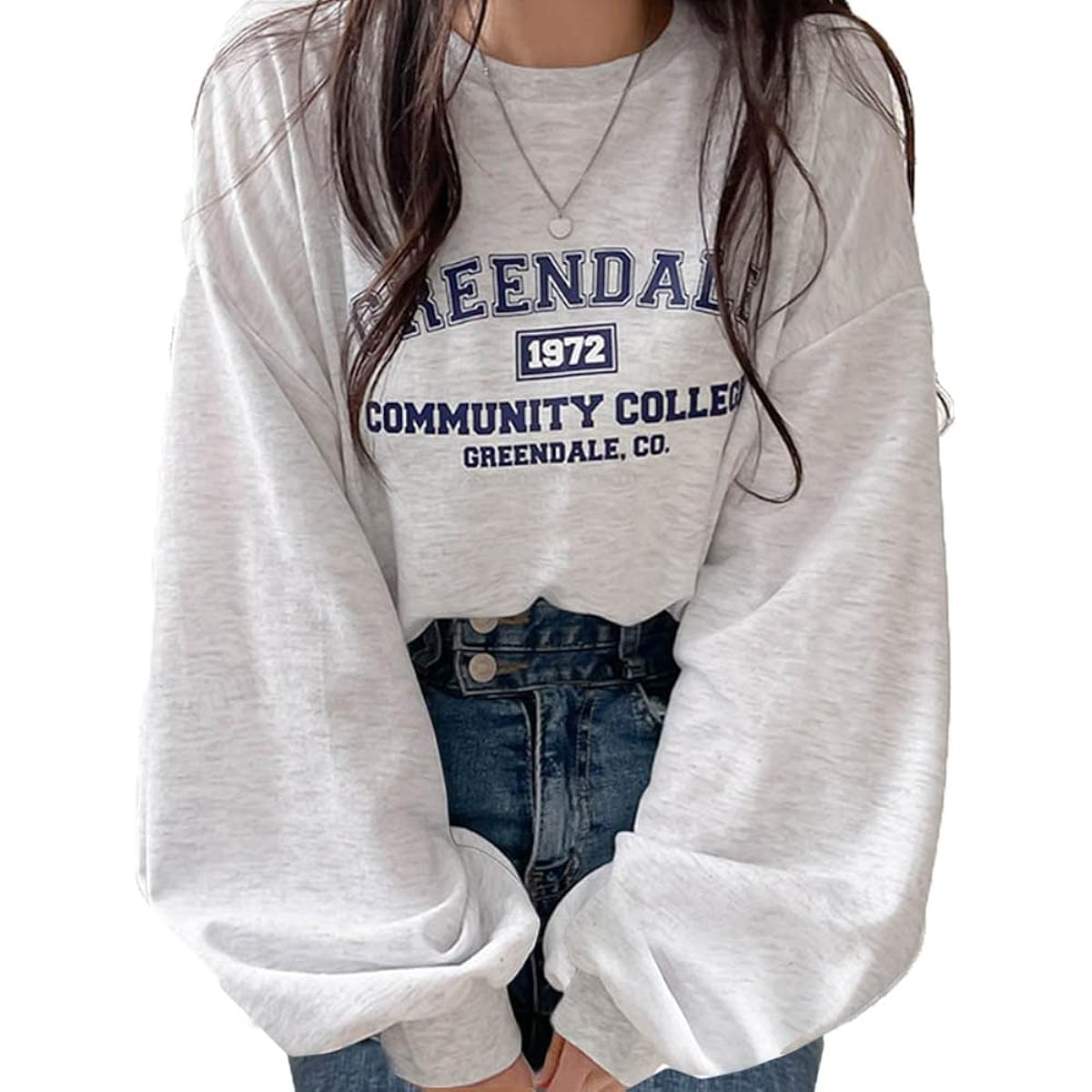 [MIRA MARIV] Made in Korea and imported directly from Korea GREENDALE Print Oversized Sweatshirt Sweatshirt Women's Fleece Lined Top Casual Loose Stylish Large Size Body Covering Spring Autumn Winter