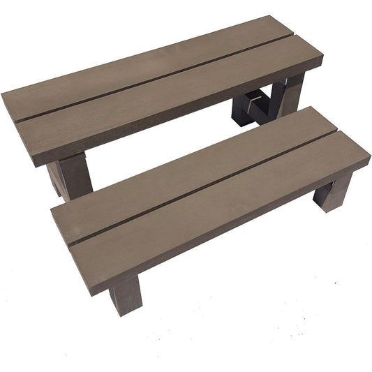 igarden i10183db Deck Stepping Stool, iWood, 2 Steps, Artificial Wooden, Dark Brown, Assembly Type, 1 Unit