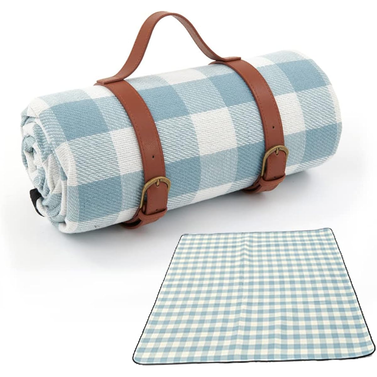 Leisure Sheet, Foldable Picnic Mat, 3mm Thickness, 3 Layer Structure, 150/200 x 200cm, Lightweight, Portable, Waterproof and Insulated, Large Size, For Adults, Children, 6-8 People, Outdoors, Cherry Blossom Viewing, Sports Days, Leather Strap Included (2