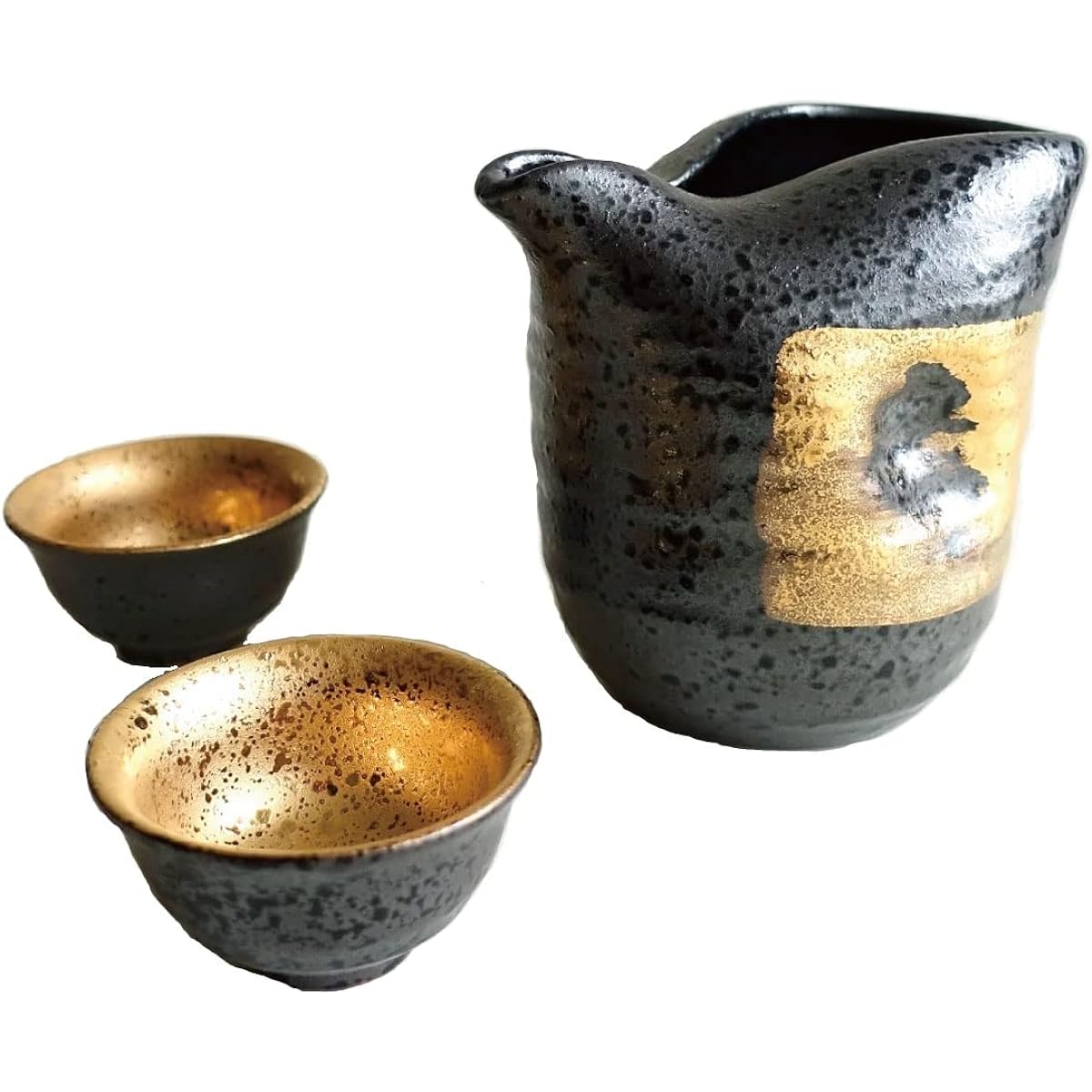 Sake Utensil Stylish Tokkuri Ochoko Set Cold Sake Tokkuri Sake 2.2 Cups Mino Ware Black Black Gold Gold Made in Japan Sake Cup Sake Cup