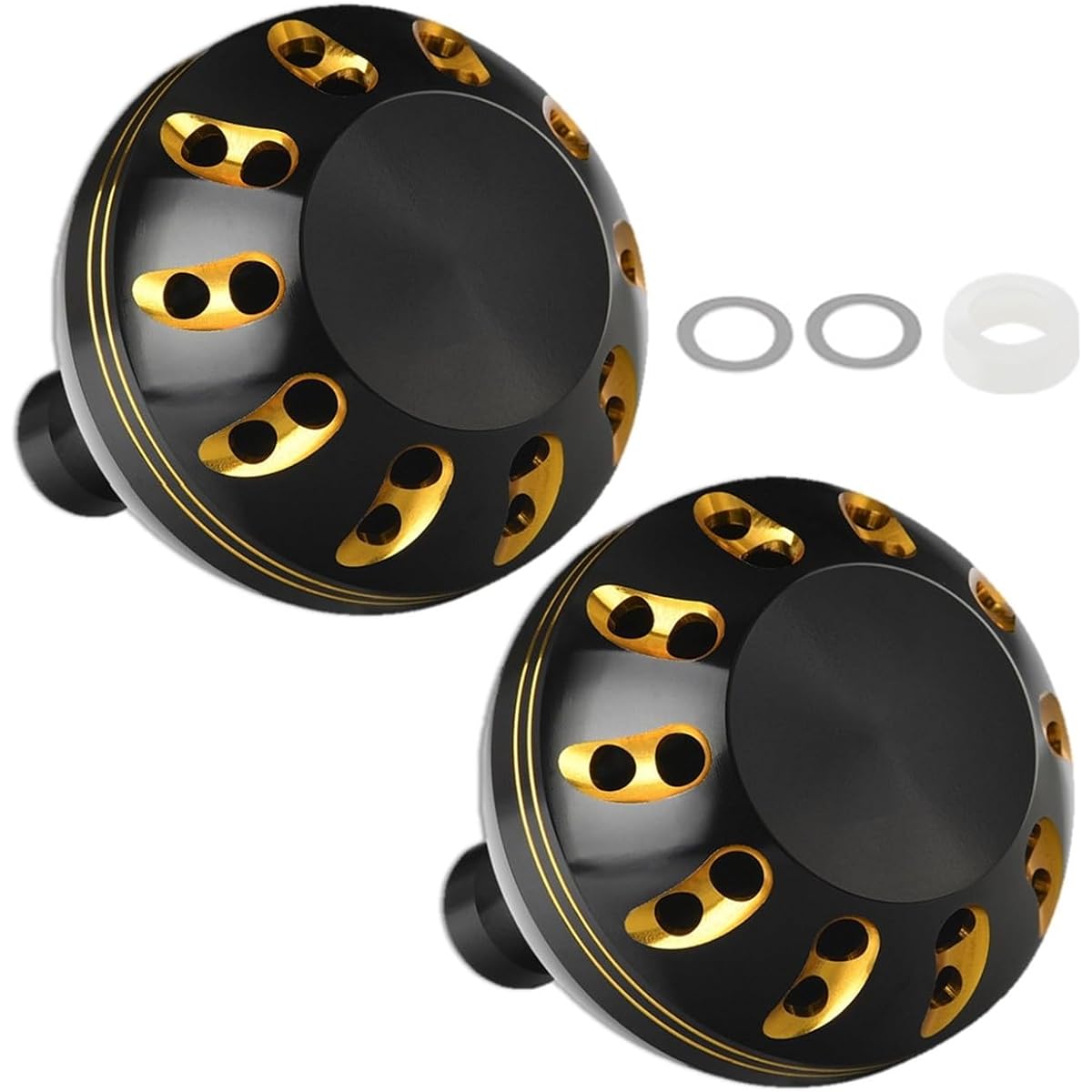 [APAGAI] [Set of 2] Power Handle Knob Aluminum Round Knob Reel Handle Knob Shimano A Daiwa S Spinning Reel Fishing General Purpose 38mm Round Round (Set of 2 Black Gold)