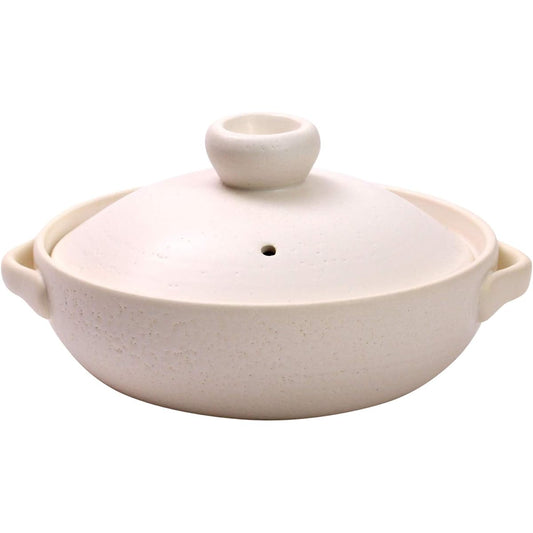 Maruyoshi Pottery Earthen Pot Modern White No. 8 (for 3-4 people) M3621