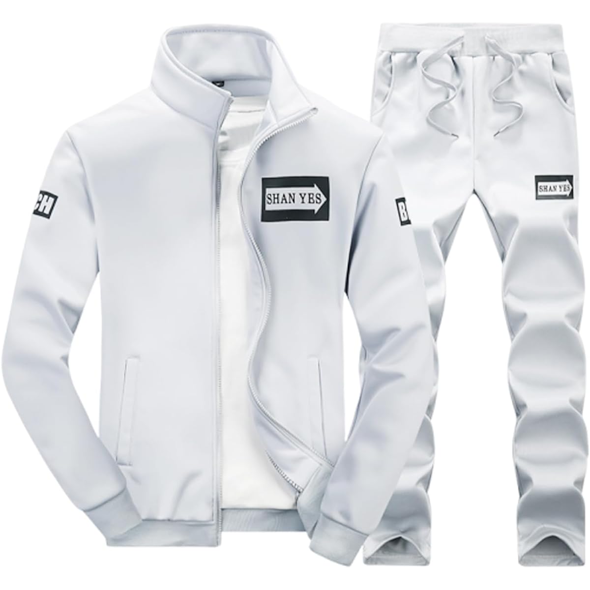 [BLANK BLANC] Jersey Top and Bottom Set Tracksuit Men's 2 Piece Long Sleeve Loungewear Sportswear B10