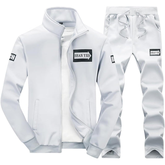 [BLANK BLANC] Jersey Top and Bottom Set Tracksuit Men's 2 Piece Long Sleeve Loungewear Sportswear B10