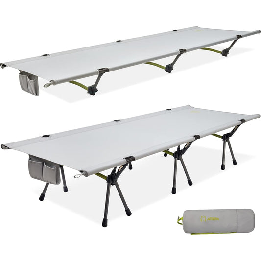 ATEPA Camping Cot Folding Outdoor Bed High Low 2way Adjustable Lightweight Compact 190x65cm Load Capacity 150kg Mountain Climbing Storage Case Included