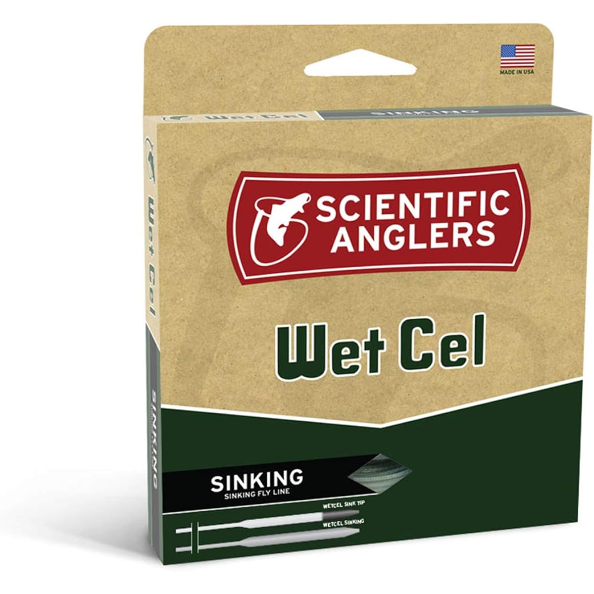 TIEMCO SA Wet Cell Sink Tip WF8S IV GR/CH 138871 Green/Charcoal Total Length 80'