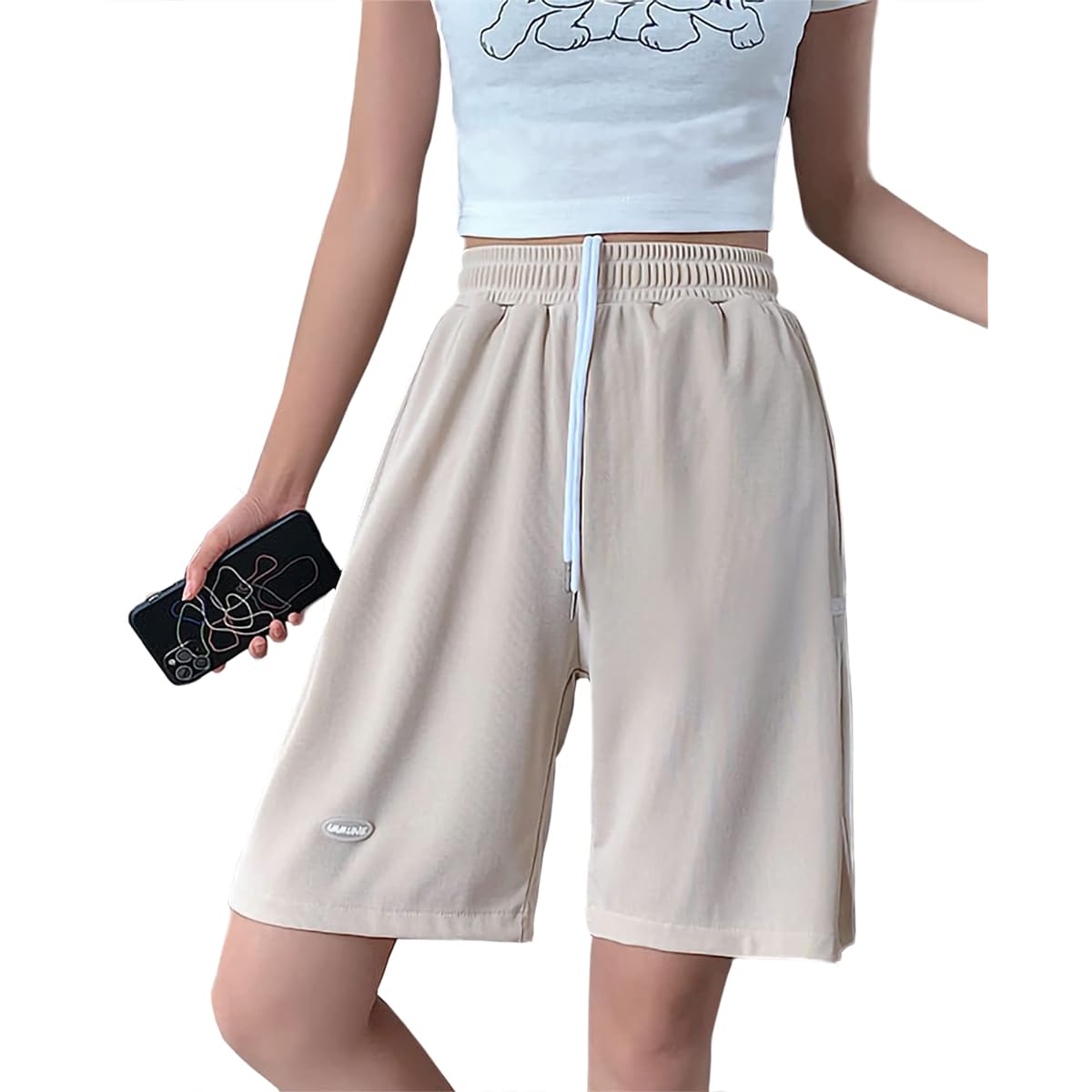 [Laisve] Half Pants, Cool, Women's Shorts, Sweatshirt, Room Wear, Bottoms, Loungewear, Summer, Jersey, Sweat Absorbent, Quick Drying, Breathable, Comfortable Wide Elastic (with…
