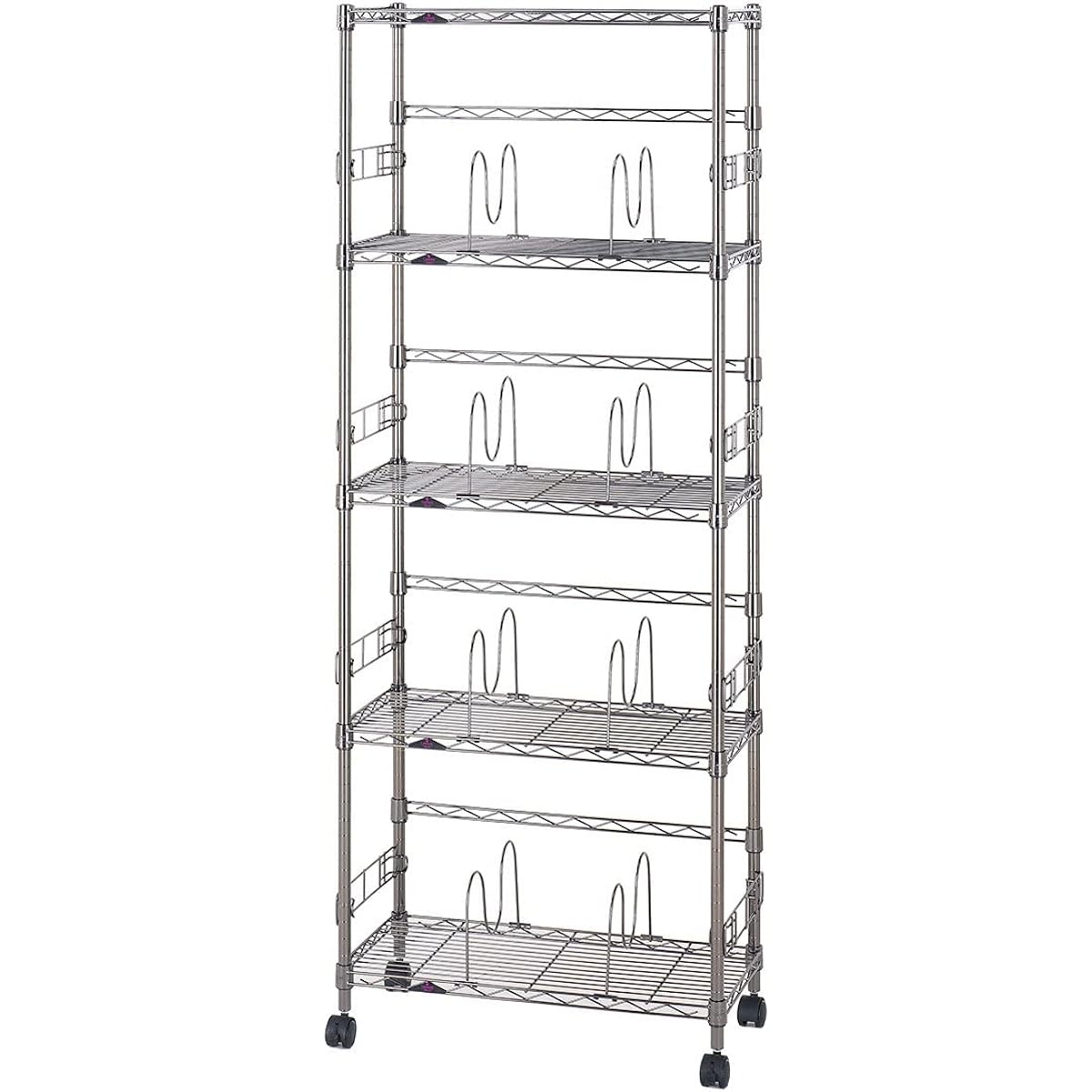 Doshisha Luminous Black Width 60 5 Tiers Bookshelf Manga Storage Bookshelf Storage Shelf Steel Rack Glossy Black Large Capacity Fall Prevention Includes Support Fence Width 59.5 x Depth 29.5 x Height 155cm Rust-proofing Overall Load Capacity 400kg Pole D