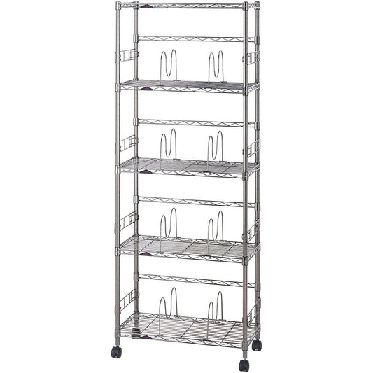 Doshisha Luminous Black Width 60 5 Tiers Bookshelf Manga Storage Bookshelf Storage Shelf Steel Rack Glossy Black Large Capacity Fall Prevention Includes Support Fence Width 59.5 x Depth 29.5 x Height 155cm Rust-proofing Overall Load Capacity 400kg Pole D