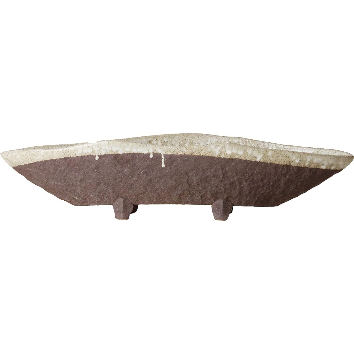 Plus Garden Vase with legs, Kobune (W595 x D195 x H130) mm, No bottom hole, Susuki, Shigaraki ware 224-01