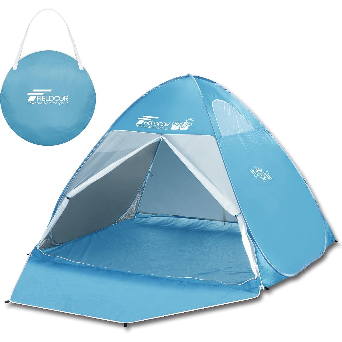 FIELDOOR Pop-up Tent Full Close Sunshade Tent Width 160cm/200cm/240cm Double-Sided Mesh Sunshield Material Adopted UV Protection Coating One Touch Tent