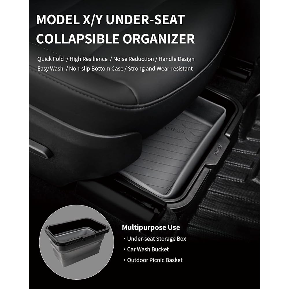 JOWUA Products Under Seat Foldable Organizer (2 Pieces) Tesla Model Y/X Plaid Pattern