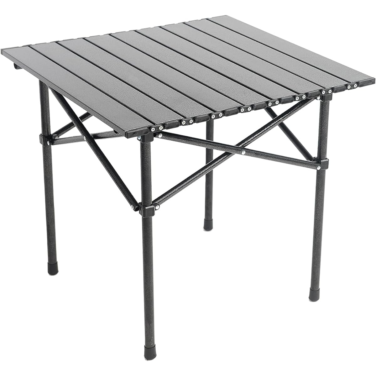 Outdoor Folding Table Camping Table Aluminum Ultra Lightweight Aluminum Roll Table BBQ Hiking Beach (Black)