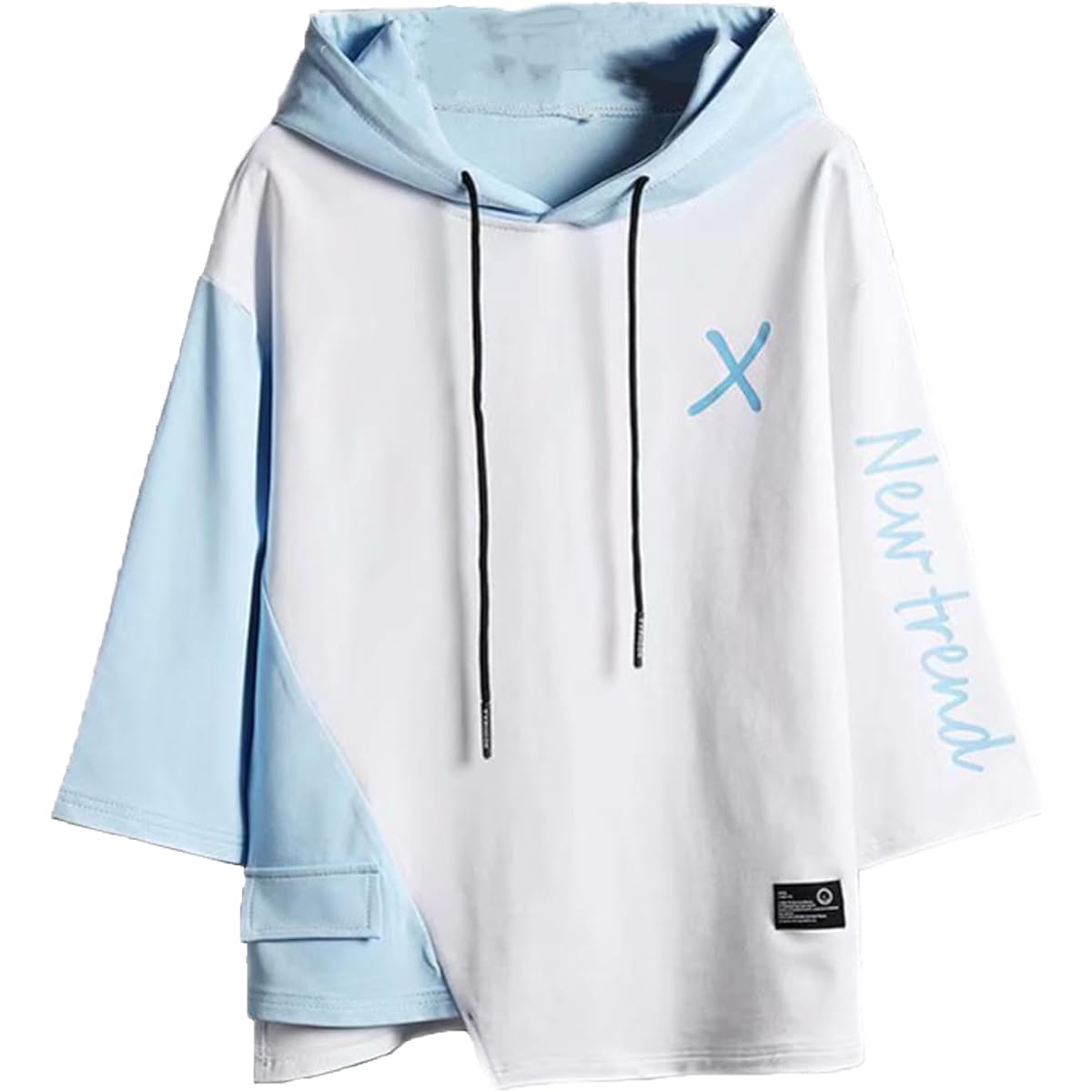 [BLOOMY CHIC] Men's Hoodie, 3/4 Sleeve, Thin, Hooded Sweatshirt, Casual, Stylish, Large Size, Sports, Breathable, Pullover, Spring, Summer, Autumn