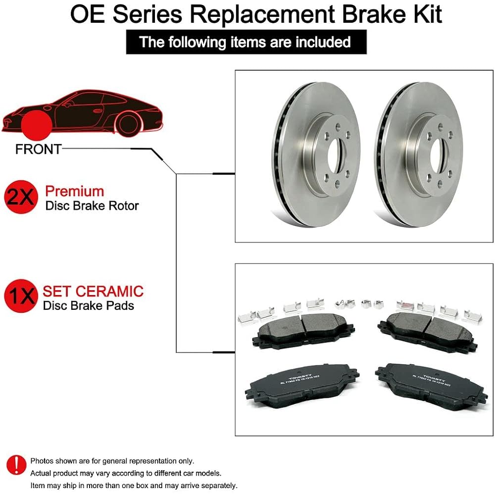 [Front] TOVASTY Brake Pad and Rotor Kit Toyota Corolla 2003-2008 For OE Series [BK0535]