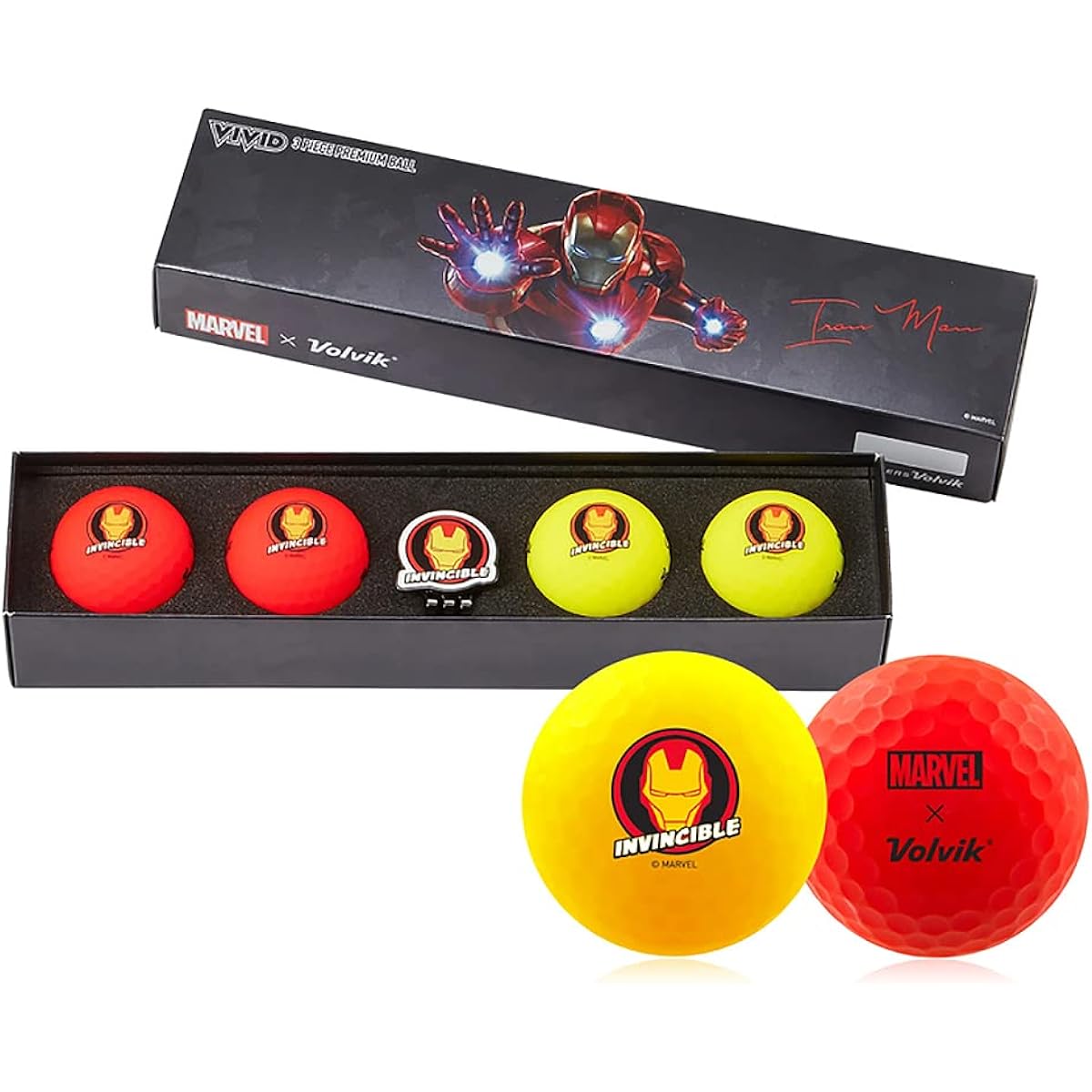 Volvic Golf Ball Marker MARVEL GIFT PACK 2.0 4 balls and marker set