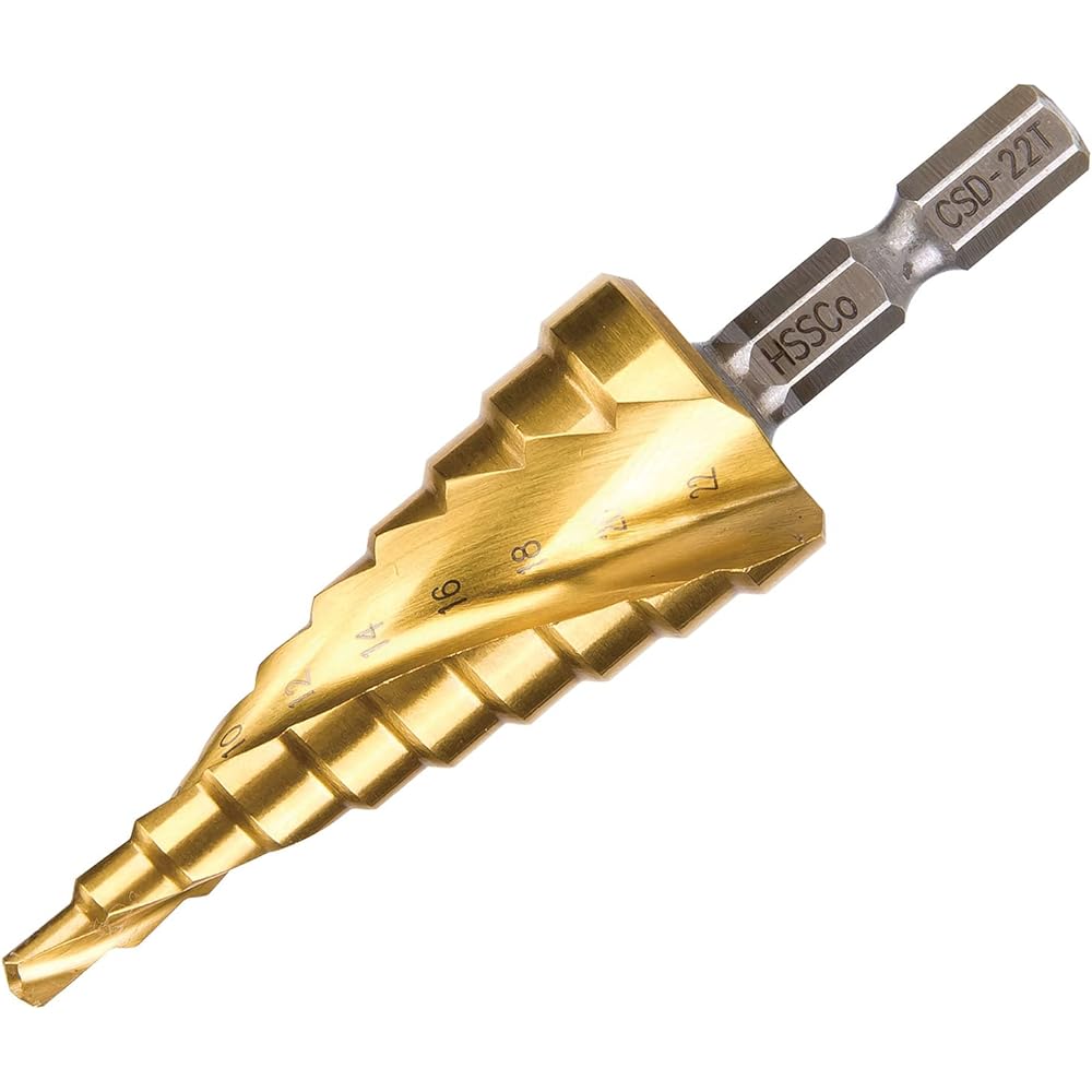 Winning Bore Cobalt Step Drill Spiral Cut System 4-22mm CSD-22T Gold