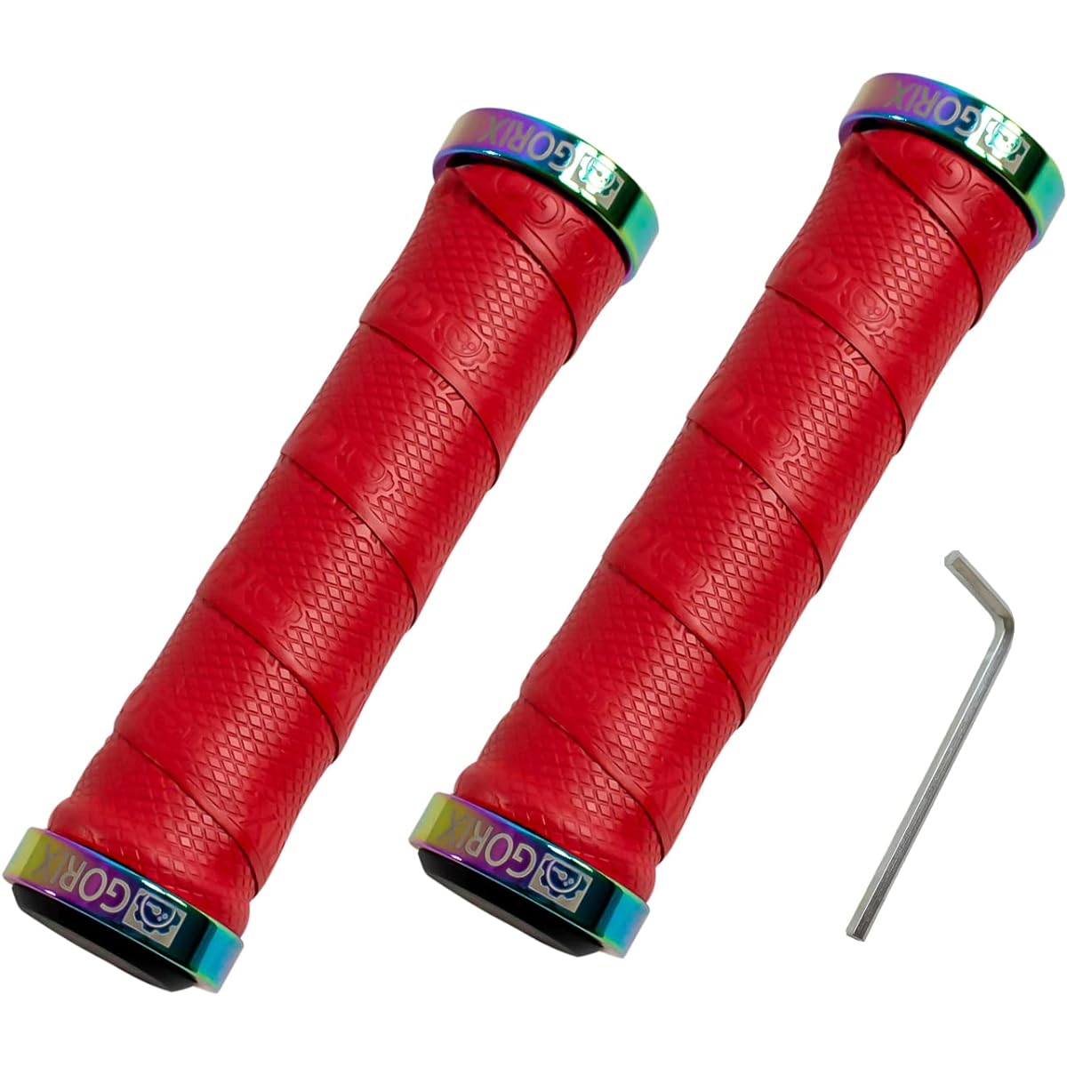 GORIX Bicycle Grip Bar Tape (GX-GP070 S100 Type) Cross Bike MTB Stylish Grip Replacement Grip Power Oil Slick Ring Shock Absorption Double Lock-on Fixed Straight Type Anti-Slip Cycle Grip Bar Tape Wrapping