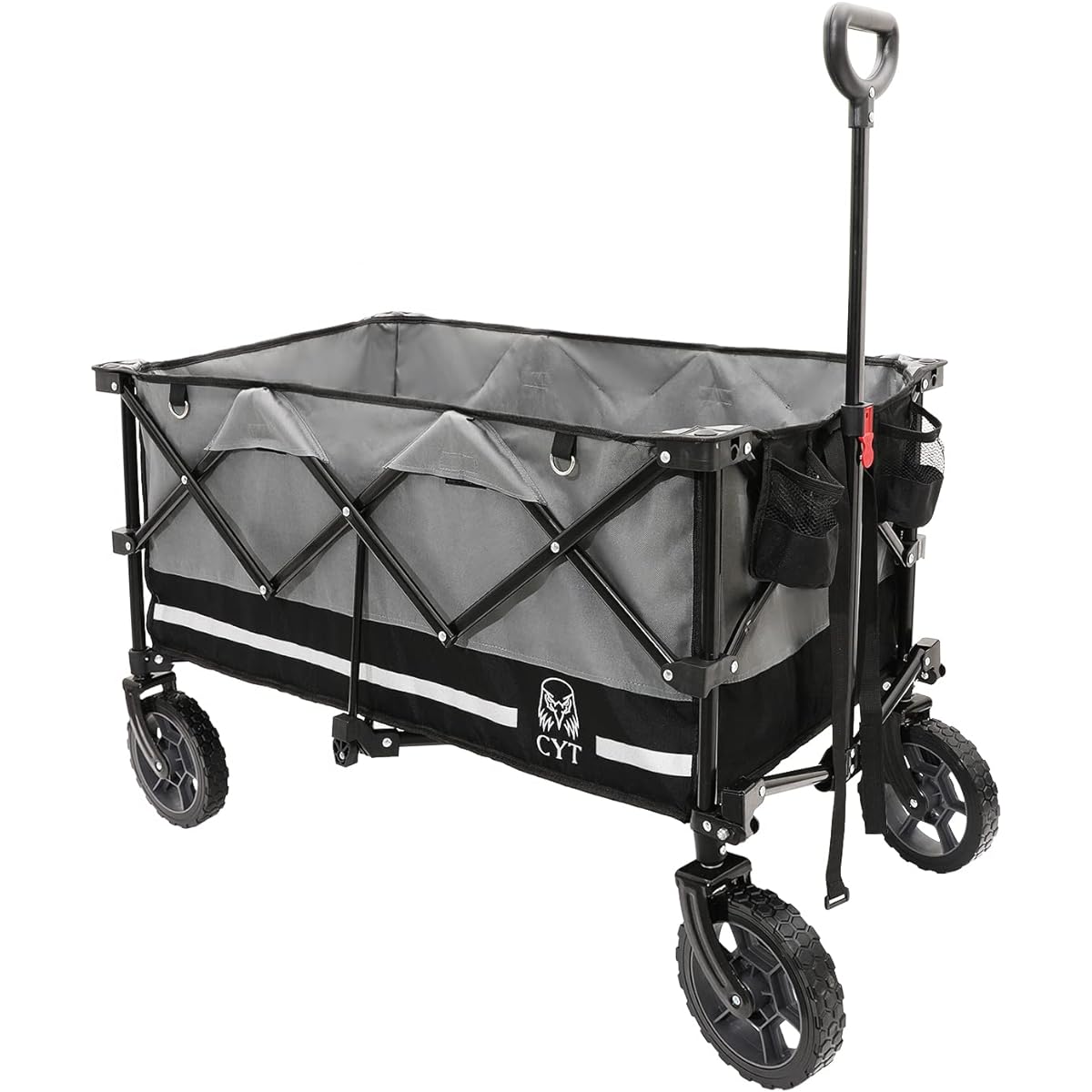 CYT Carry Wagon Large Capacity 156L Load Capacity 100kg Outdoor Wagon Carry Cart Free Standing Storage Compact Camping Fishing Shopping Gray