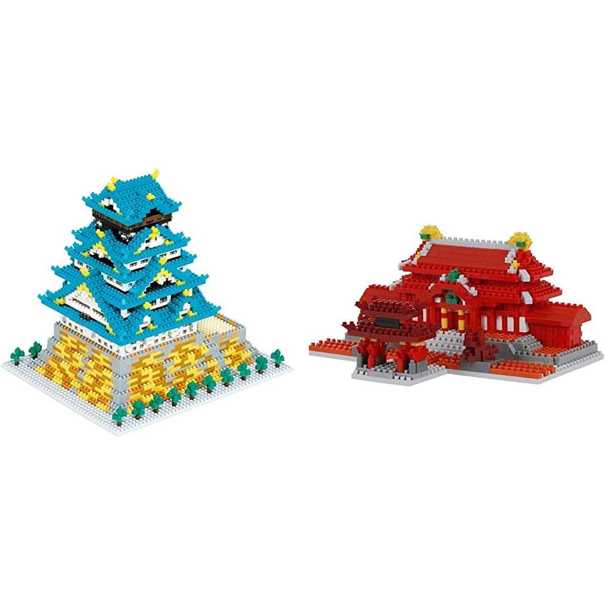 Kawada Nanoblock Osaka Castle Deluxe Edition NB-049 & Nanoblock Shuri Castle NBM-030 [Set Purchase]