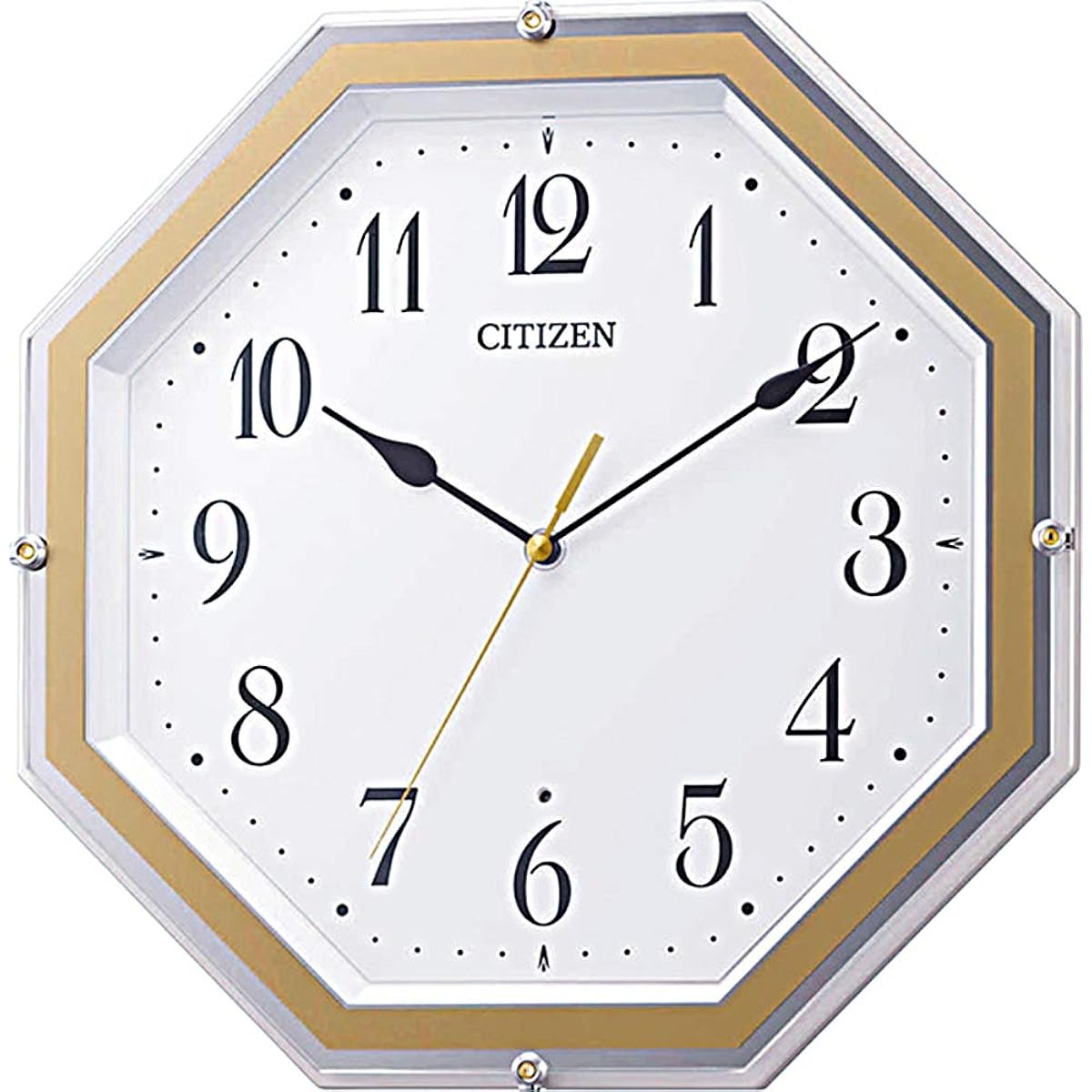 RHYTHM Citizen Wall Clock Radio Clock Analog Continuous Second Hand Octagonal Brown 30.5x30.5x4.8cm 8MY544-003