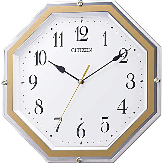 RHYTHM Citizen Wall Clock Radio Clock Analog Continuous Second Hand Octagonal Brown 30.5x30.5x4.8cm 8MY544-003