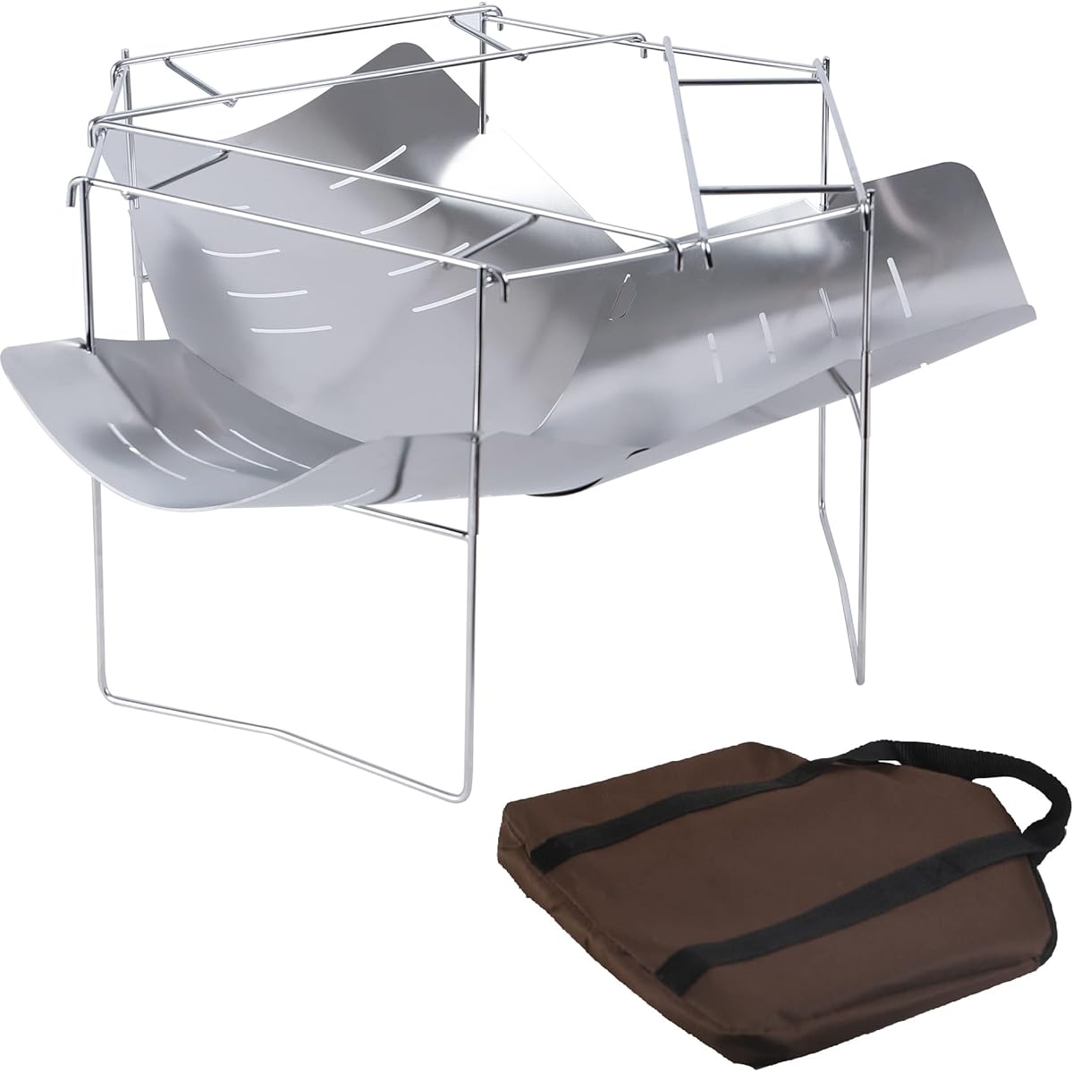 YOLER | YOLER Bonfire Stand Fire Disc Compact Wood Stove Stainless Steel Hexagonal Diameter 42cm Camping Outdoor Bonfire Cooking Lightweight Foldable Barbecue with Trivet