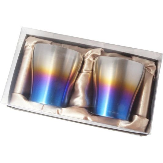 HORIE Made in Tsubame, Niigata Prefecture Pure Titanium Double Tumbler 250cc Fireburn Set of 2 T15FB250SET
