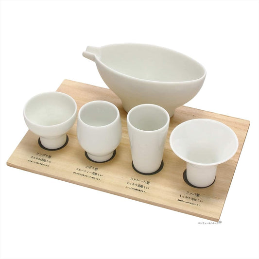 Japan Drinking Comparison Set, Mino Ware, Sake Cup, Tubomi, Wanguri, Trumpet, Straight 5-piece set. Please try the sake at home, which is said to have a different taste depending on the texture. Made in Japan, Enver Helluk (R)