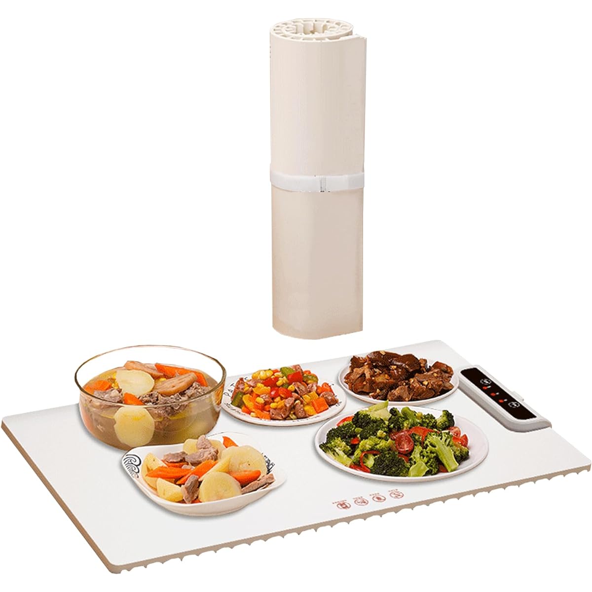 Tabletop Thermal Plate Hot Plate Food Insulation Plate Electric Heating Tray Foldable Multifunctional Food Insulation Board Temperature Adjustable 10 Seconds Rapid Heating Full Plate Heating Easy to Clean Storage Bag Included For Home Buffet, Restaurant,
