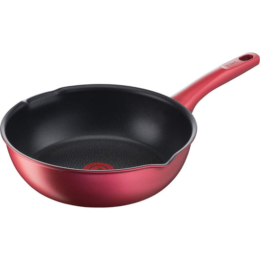 Tefal Stir Fry Pot 22cm Deep Frying Pan IH Compatible "IH Ruby Excellence Multi Pan" Titanium Excellence 6 Layer Coating G13675 with Handle T-fal