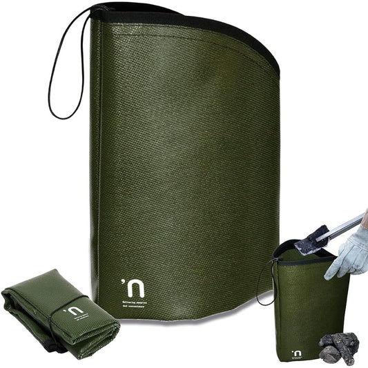 'n Ash Bag, Fire Extinguisher Bag, Charcoal Treatment, Charcoal Extinguisher, Flame Retardant, Compact, Large Capacity, Folding, Camping, Barbecue, Firewood, Free Standing, Gusseted, Heat Resistant, Japanese Brand