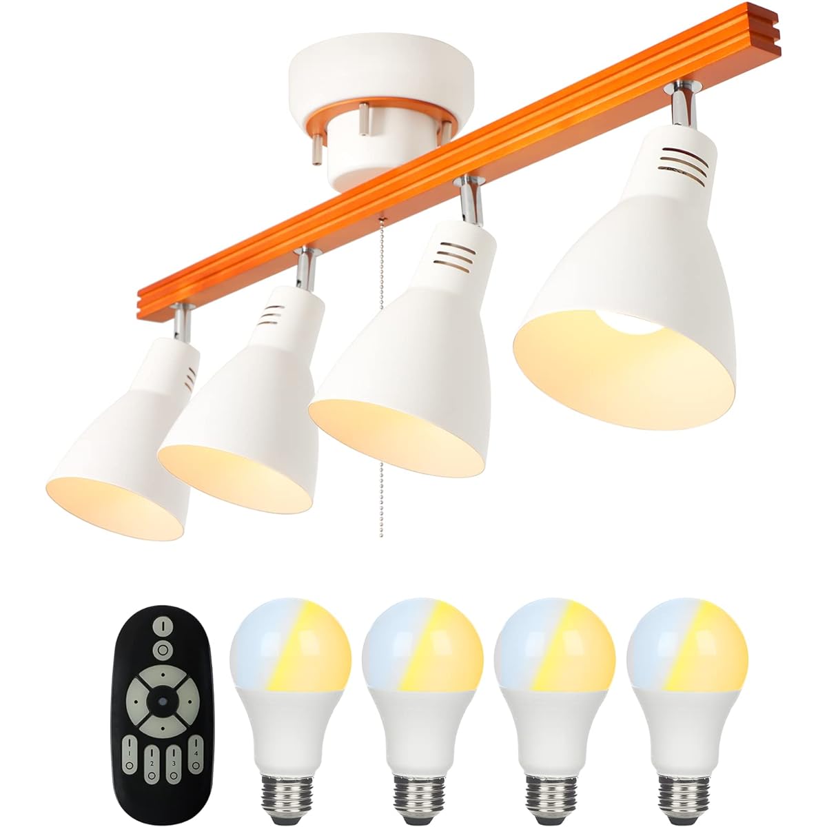 Community Lighting Ceiling Light 4 Lights E26 Ceiling Spotlight Equivalent to 60W with LED Dimmable Light Bulb Remote Control Compatible 6 Tatami 8 Tatami GT-DJ168P-4W-9WT-2 Ceiling Light Indirect Lighting