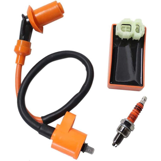 Poweka Gy6 50cc 125cc 150cc Scooter Moped Racing Cdi Box 6 Pin + Ignition Coil + 3 Electrode Spark Plug