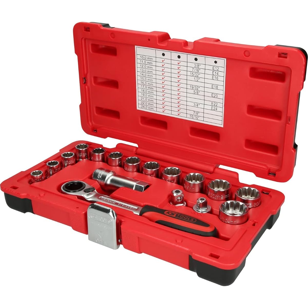 KS TOOLS 3/8"+1/2" TRIPLEplus Go through socket set 17 pcs 916.4050