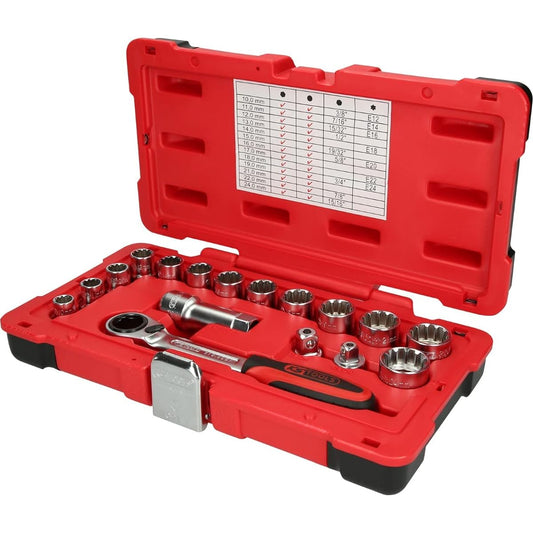 KS TOOLS 3/8"+1/2" TRIPLEplus Go through socket set 17 pcs 916.4050