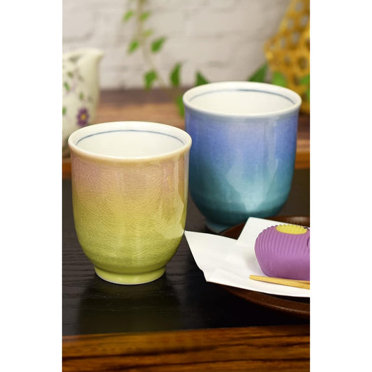Teacup Pair Stylish Kutani Ware Couple Teacup Silver Color Teacup Ceramic Brand Japanese Tableware Made in Japan