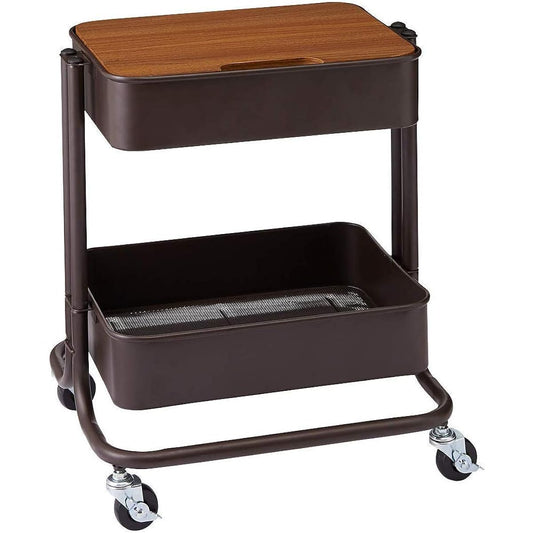 Takeda Corporation [Side table/storage/cart] Brown 43 x 35 x 50 cm Vintage style with top plate 2 caster wagons K9-VTTW50BR